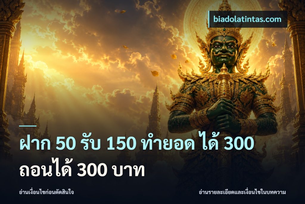 ฝาก 50 รับ 150 ทํายอด ได้ 300 ถอนได้ 300 บาท