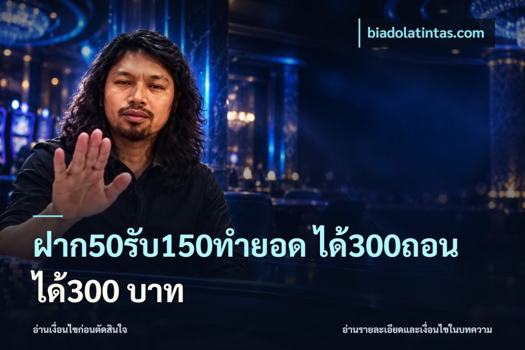 ฝาก50รับ150ทำยอด ได้300ถอนได้300 บาท